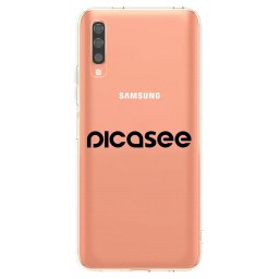 Átlátszó szilikon tok az alábbi mobiltelefonokra Samsung Galaxy A70 A705F - Picasee - new logo - black