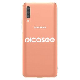 Átlátszó szilikon tok az alábbi mobiltelefonokra Samsung Galaxy A70 A705F - Picasee - new logo - white