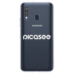 Átlátszó szilikon tok az alábbi mobiltelefonokra Samsung Galaxy A40 A405F - Picasee - new logo - white