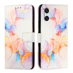 ART MARBLE Pénztárcahuzat Sony Xperia 10 VI készülékhez WHITE NARANCS