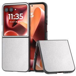 LEATHER Védőburkolat Motorola Razr 60 Ultra ezüst színben