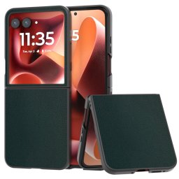 LEATHER Védőtok Motorola Razr 60 Ultra sötétzöld színben