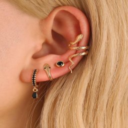 Fekete kígyós arany fülbevaló szett