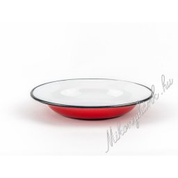Piros zománcozott lapostányér 22 cm
