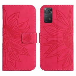 ART SUNFLOWER pénztárca tok zsinórral Xiaomi Redmi-hez Note 11 / Note 11S sötét rózsaszín
