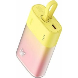 Baseus Popsicle powerbank beépített Lightning kábellel + Type-C - Type-C kábellel 5200mAh 20W 2.4A QC PD - sárga-rózsaszín