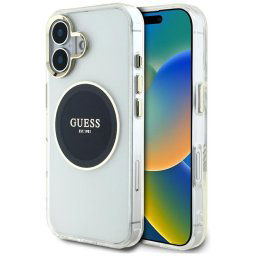 Guess GUHMP16SHTDRCEDK IML Metal Colored Circle Classic Logo MagSafe-kompatibilis tok iPhone 16 - fekete