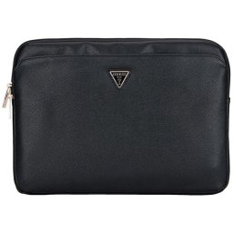 Guess Grained Zipper Pocket Triangle Logo laptoptáska 14" - fekete