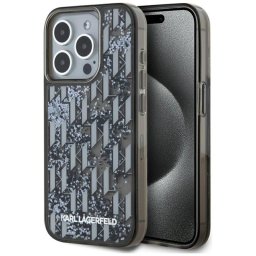 Karl Lagerfeld KLHCP15LLKLGKCCK Liquide Glitter Monogram Gradient tok iPhone 15 Pro - fekete