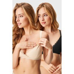 2PACK Amora szoptatós melltartó bézs-fekete L