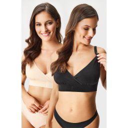 2PACK Amora II szoptatós melltartó bézs-fekete L