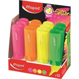 MAPED Szövegkiemelő display, 1-5 mm, MAPED "Glitter Fluo Peps", vegyes fluoreszkáló színek