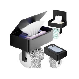 Fekete Loft WC paprtart polccal s szalvtatartval