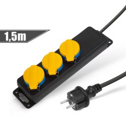 Delight Kltri eloszt fedllel - 1,5 m - 3 x 230V - 3 x 1,5 mm2, gumi - IP44