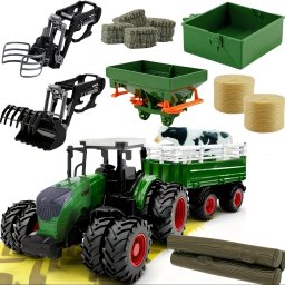41,91 cm-es 1/24-es mretarny farm traktor jtkkszlet ptkocsival
