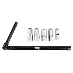 NEO TOOLS Csaptelepkulcs, csukls 250mm, 5+1 cserlhet fej, 8-13mm 02-446