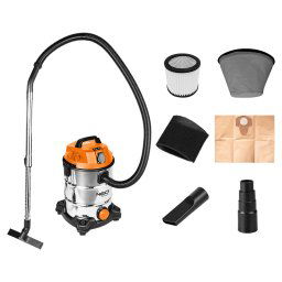 NEO TOOLS Szraz/vizes ipari porszv, 1400W/18KPa, 30l-es inox tartly, gpcsatlakoz aljzat, komplett tartozkszett 3 v garancival 04-738