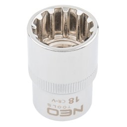 NEO TOOLS Dugkulcs 18mm, 1/2", SPLINE 25 v garancival 08-590