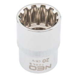 NEO TOOLS Dugkulcs 20mm, 1/2", SPLINE 25 v garancival 08-592