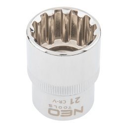 NEO TOOLS Dugkulcs 21mm, 1/2", SPLINE 25 v garancival 08-593