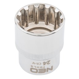 NEO TOOLS Dugkulcs 24mm, 1/2", SPLINE 25 v garancival 08-596