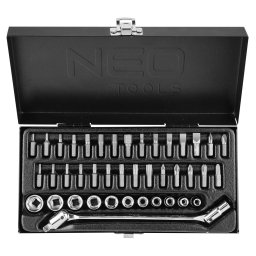 NEO TOOLS Dugkulcskszlet + bitkszlet 1/4", 41db 25 v garancival 08-603