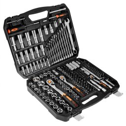 NEO TOOLS Dugkulcskszlet + szerszmkszlet 1/4", 3/8", 1/2", 219db 25 v garancival 10-076