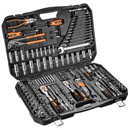 NEO TOOLS Dugkulcskszlet + szerszmkszlet 1/4", 3/8", 1/2", 233db 25 v garancival 10-078
