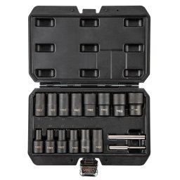 NEO TOOLS Dugkulcskszlet, srlt fej csavarokhoz 16db 1/2", 8, 10, 11, 12, 13, 14, 15, 16, 17, 19, 21, 22, 24, 27mm 11-920