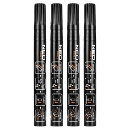 NEO TOOLS 4db jellfilc, lakkfilc, vzll festkkel, alu festktartly hzzal, fekete, vastag hegy 13-850