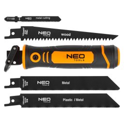 NEO TOOLS Kzifrsz szett univerzlis befogval, 4 db lappal, dekopr s orrfrsz lapokhoz. 44-650