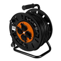 NEO TOOLS Kbeldob, hosszabbt, 30m/3x2,5mm2 rz kbel, 230V, IP20, hkiold, manyag dob, fm keret 90-173