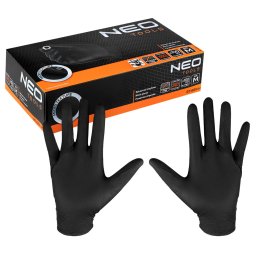 NEO TOOLS Munkakeszty, perforlt nitril, fekete, 100db, M 97-691-M