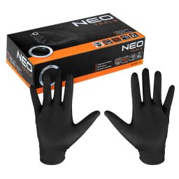 NEO TOOLS Munkakeszty, perforlt nitril, fekete, 100db, XL 97-691-XL