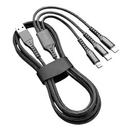 NEO TOOLS USB tltkbel, 3az 1ben, 1.2m, USB-A bemenet, USB-C, Lightning, Micro USB kimenetek GD038