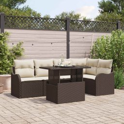 vidaXL Kerti Kanapé Szett 6 db Barna Poly Rattan