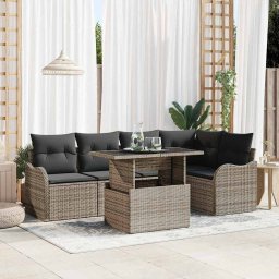 vidaXL Kerti Kanapé Szett 6 db Szürke Poly Rattan