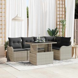 vidaXL Kerti Kanapé Szett 6 db Világosszürke Poly Rattan