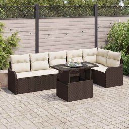 vidaXL Kerti Kanapé Szett 7 db Barna Poly Rattan