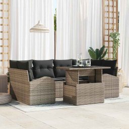 vidaXL Kerti Kanapé Szett 7 db Szürke Poly Rattan
