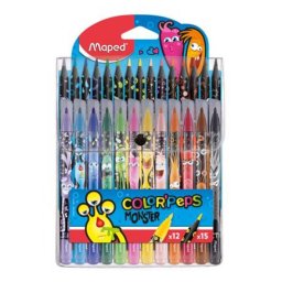 Filctoll és színes ceruza készlet, MAPED \Color`Peps Monster\ 12+15 különböző szín [27 db]