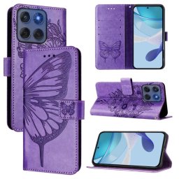 ART BUTTERFLY Pénztárca tok Motorola Edge 60 / Edge 60 Fusion lila színhez