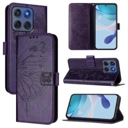 ART BUTTERFLY Pénztárca tok Motorola Edge 60 / Edge 60 Fusion készülékhez, sötétlila