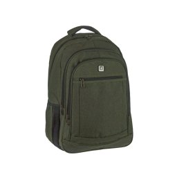 4+2 zsebes laptoptartós nagyobb méretű zöld vászon hátizsák Adventurer
