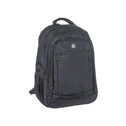 4+2 zsebes laptoptartós nagyobb méretű fekete vászon hátizsák Adventurer