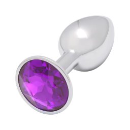 Sunfo - fém anál plug sötét lila kővel (ezüst)