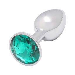 Sunfo - fém anál plug zöld kővel (ezüst)