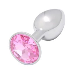 Sunfo - fém anál plug rózsaszín kővel (ezüst)