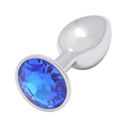 Sunfo - fém anál plug kék kővel (ezüst)