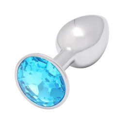 Sunfo - fém anál plug világos kék kővel (ezüst)